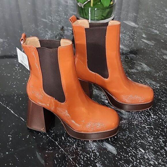 BRAND NEW CIRCUS BY SAM EDELMAN WOMEN'S BROWN  PATENT BLOCK HEEL ANKLE B… G1 - Picture 5 of 15